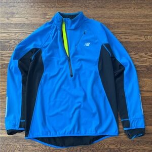 NEW BALANCE Blue and Black Half-Zip runners warmup (HEAT) Jacket